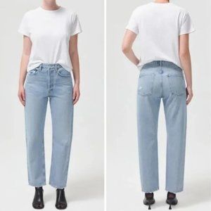 AGOLDE 90s Mid Rise Loose Fit Jeans Snapshot Light Organic Cotton Pinch Waist 27